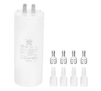 PATIKIL CBB60 80uF Condensador de Arranque, 1 Pcs Ac450V 4 Pines Condensador de Supresión Doble Inserto con Funda de Resorte, Blanco