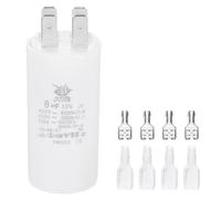 PATIKIL CBB60 8uF Condensador de Arranque, 1 Pcs Ac450V 4 Pines Condensador de Supresión Doble Inserto con Funda de Resorte, Blanco