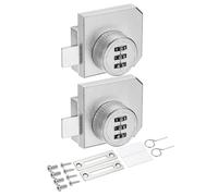 PATIKIL Cerradura de combinación de puerta de vidrio (para vidrio de 0.1 a 0.3 pulgadas, plateada) (2 juegos) de aleación de zinc de doble vía, cerradura de combinación sin llave de 3 dígitos, apto
