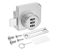 PATIKIL Cerradura de combinación de puerta de vidrio (se adapta a vidrio de 0.1-0.3 pulgadas, plateado), aleación de zinc, puerta de doble vía, cerradura de combinación de 3 dígitos, apto para vitrina