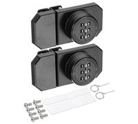 PATIKIL Cerradura de combinación para puerta de cristal (compatible con vidrio de 4 a 8 mm, color negro) (2 juegos) de aleación de zinc de doble vía, cerradura de combinación sin llave de 3 dígitos