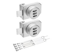 PATIKIL Cerradura de combinación para puerta de vidrio (para vidrio de 0.1 a 0.3 pulgadas, plateada) (2 juegos) de aleación de zinc de una sola vía, cerradura de combinación sin llave de 3 dígitos