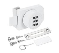 PATIKIL Cerradura de combinación para puerta de vidrio (se adapta a vidrio de 0.1-0.3 pulgadas, blanco) Aleación de zinc de una sola vía, cerradura de combinación de 3 dígitos, apto para vitrina, baño