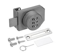 PATIKIL Cerradura de combinación para puerta de vidrio (se adapta a vidrio de 0.1-0.3 pulgadas, gris) Aleación de zinc de una sola vía, cerradura de combinación de 3 dígitos, apto para vitrina, baño