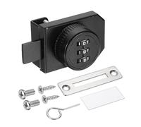PATIKIL Cerradura de combinación para puerta de vidrio (se adapta a vidrio de 0.1-0.3 pulgadas, negro) aleación de zinc de una sola vía, cerradura de combinación de 3 dígitos, apto para vitrina, baño