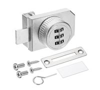 PATIKIL Cerradura de combinación para puerta de vidrio (se adapta a vidrio de 0.1-0.3 pulgadas, plateado), aleación de zinc, puerta de una sola vía, cerradura de combinación de 3 dígitos, apto para
