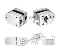PATIKIL Cerradura de puerta de cristal, acero inoxidable 304, sin marco, doble oscilación, para 10-12 mm de grosor, cerradura interna con 3 llaves para hotel, baño, tienda, color plateado