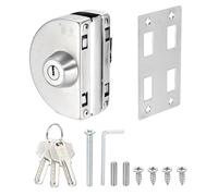 PATIKIL Cerradura de puerta de cristal, acero inoxidable 304, sin marco, tipo oscilante, para 10-12 mm de grosor, cerradura interna con 3 llaves para hotel, oficina, tienda, color plateado