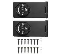 PATIKIL Cerradura giratoria con contraseña (4 pulgadas, negro brillante) (2 piezas), cerraduras de gabinete de 3 dígitos sin llave con pestillo deslizante de seguridad combinado, apto para puerta