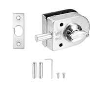 PATIKIL Cerradura Para Puerta De Vidrio, 304 Acero Inoxidable Cerradura Sin Marco Para Puerta De Vidrio Tipo De Una Sola Hoja Para 10-12mm De Grosor Bloqueo Interno, Plata