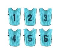 PATIKIL Chaleco De Entrenamiento De Fútbol, 6 Pack Camisetas Deportivas Reversibles Numeradas Para Equipo, Chalecos De Práctica De Fútbol Con Cinturón Para Niños, 21 Pulgadas Azul Lago