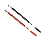 PATIKIL Chino Caligrafía Pinceles, 2 Paquete Acuarela Tinta Pintura Escritura Pincel Dibujo Arte Sumi -e Cepillo Madera Mango para Principiantes, Rojo Negro