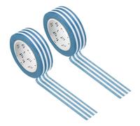 PATIKIL Cinta Adhesiva Holográfica de Papel Washi de 0.59 Pulgadas x 10.93 Yardas, 2 Rollos con Patrón de Rayas Horizontales Autoadhesivas para Manualidades, Azul Claro