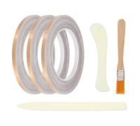 PATIKIL Cinta De Cobre De 36 Yardas 1/4 De Pulgada 3 Rollos Cinta De Cobre Con Respaldo Negro Con Herramienta Técnica De Conducción Unilateral Con Raspador Y Cepillo Para Técnica