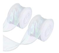 PATIKIL Cinta de Organza Iridiscente 1.6 Pulgadas x 10 Yardas, 2 Rollos Cinta de Organza laser Transparente con Alambre Brillante Cinta de Tela Cola de Pescado para Ramos de Flores, Blanco