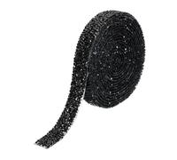 PATIKIL Cinta de Resina con Estrás 3 Yardas 15mm Tiras de Estrás con Adhesivo Termofusible Cinta de Diamantes Brillantes para Manualidades y Ropa DIY Negro