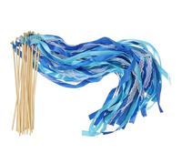 PATIKIL Cinta Palos Hada Varitas, 50 Paquete Encaje Seda Hada Palo Varita Despedir Fuera Serpentinas para Boda Fiesta Cumpleaños Vacaciones Celebración, Marino Azul/Cielo Azul