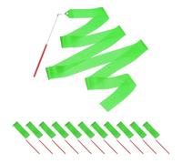 PATIKIL Cintas de Baile 14 Paquete 2m Gimnasia Cintas de Baile con Varillas Antideslizantes Banderas de Baile para Regalos Baile Shows de Talento Baton Twirling Verde Oscuro