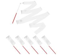 PATIKIL Cintas de Baile 6 Paquete 2m Gimnasia Cintas de Baile con Varillas Antideslizantes Banderas de Baile para Regalos Baile Shows de Talento Baton Twirling Blanco