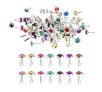 PATIKIL Clavijas de Papel, 100 Unidades de Mini Clavijas de Metal con Cabeza Redonda de Estrás para Manualidades, Arte, Álbumes de Recortes, Suministros de Pines DIY, Multicolor 0.5"x0.3"