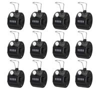 PATIKIL Clics Contador 12 Paquete Manual Cuentas Contador 4 Dígitos Mecánico Portátil Vueltas Paso Contadores con Dedo Anillo para Deporte Evento Golf Estadio Gimnasio Negro