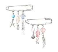 PATIKIL Colgante Largo De Cadena 2Pcs Broche De Oro, Tiras De Conchas Colgantes Broche De Seguridad Punk Estilo Retro Para Cuello Suéter Chaleco Abrigo Vestido Mujer Hombre Boda, Azul Rosa