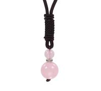 PATIKIL Collar De Cuentas De Piedra De Chakra, Collar De Protección De Piedras Naturales Cuentas Redondas De Cristal Con Cuerda De Nylon Ajustable Para Unisex Mujeres Hombres, Cristal Rosa