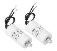 PATIKIL Condensador de arranque CBB60 de 5uF, 2 unidades AC 450V 2 cables 50/60Hz Cilíndrico con fondo con tornillo M8 x 13mm para lavadora, motor de bomba de agua, 60 x 30mm, blanco