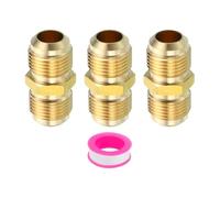 PATIKIL Conector de Latón de 1/2" x 1/2" Macho Rosca Cónica 3pcs 45 Grados Racor Roscado Adaptador para Manguera Unión Acoplador Tubo Brida SAE para Línea de Aire Gas Refrigeración HVAC