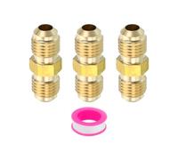 PATIKIL Conector de Latón de 1/4" x 1/4" Macho Rosca Cónica 3pcs 45 Grados Racor Roscado Adaptador para Manguera Unión Acoplador Tubo Brida SAE para Línea de Aire Gas Refrigeración HVAC
