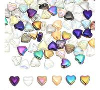 PATIKIL Conjunto de Abalorios para Hacer Joyas, 100 Piezas de Abalorios Espaciadores de Corazón de Vidrio Electroplateado de Color Mezclado para Pulsera, Collar
