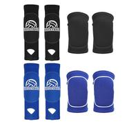 PATIKIL Conjunto de Mangas para Brazos y Rodilleras de Voleibol 4 Pares Mangas para Pasar con Almohadillas de Protección Orificio para el Pulgar (Negro/Azul de 4.1"/3.9")
