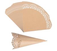 PATIKIL Conos de confeti de boda, 50 unidades de cono de papel con estampado hueco para fiestas, cajas de regalo de caramelos, bolsas de chocolate, bufé, pétalos de despedida de soltero, color marrón