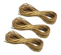 PATIKIL Cordón de Cuero Imitación de Gamuza 3 Rollos 3mm x 5m Cuerda Trenzada Redonda Genuino Doblada Tiras Planas Cuero Sintético para Collares Pulseras DIY, Tono Oro (Total 15m)