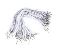 PATIKIL Cordón Elástico, 100 Pcs de Cuerda Plana Elástica de 6 mm con Cierres de Púas Metálicos para Sombreros, Máscaras, Menús y Libros de Manualidades, Blanco (26.5cm)
