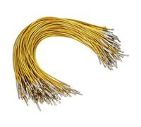 PATIKIL Cordón Elástico, 100 Pcs de Cuerda Redonda Elástica de 2 mm con Cierres de Púas Metálicos para Sombreros, Máscaras, Menús y Libros de Manualidades, Dorado, (250 mm)