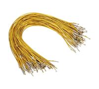 PATIKIL Cordón Elástico, 100 Pcs de Cuerda Redonda Elástica de 2 mm con Cierres de Púas Metálicos para Sombreros, Máscaras, Menús y Libros de Manualidades, Dorado, (325 mm)