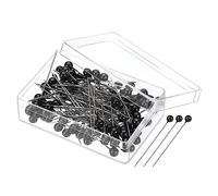 PATIKIL Costura Alfileres, 100uds 1.5 Pulgadas Recto Alfiler con Plástico Perlado Bola Cabeza para Tela, Decoración, Joyería Bricolaje, Artesanía y Costura Proyecto, Negro