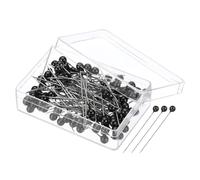 PATIKIL Costura Alfileres, 200uds 1.5 Pulgadas Recto Alfiler con Plástico Perlado Bola Cabeza para Tela, Decoración, Joyería Bricolaje, Artesanía y Costura Proyecto, Negro