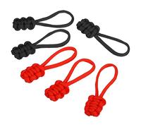 PATIKIL Cremallera Tiradores Reemplazo, 10uds Extensión Cuerda Manilla Fija Arrastre Lengüeta Extensora Fijadora Deslizante Cabeza Reparación Juego para Equipaje Chaqueta, Negro, Rojo