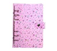 PATIKIL Cubierta De Carpeta A6, PVC Blando Estampado De Estrellas Con 6 Anillos Y Cierre De Botón, Carpeta De Hojas Sueltas Para Cuaderno De Reuniones DIY, Rosa