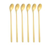 PATIKIL Cuchara Larga para Té Helado, 6 Unidades de 7 Pulgadas 304 Cucharas de Acero Inoxidable para Cócteles para Revolver Cócteles, Té Helado, Café, Accesorios de Bar, Tono Dorado