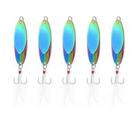 PATIKIL Cucharillas De Pesca 1/4 oz 7g 5Pcs Señuelos De Pesca Cucharillas De Fundición Anzuelos Triples Cebos Duros Giratorios De Metal para Agua Dulce Agua Salada Salmón Multicolor