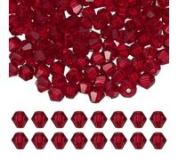 PATIKIL Cuentas de cristal bicónico de 3 mm, 600 cuentas de vidrio facetadas de bicono sueltas para hacer joyas, pulseras, collares, aretes, campanillas de viento, manualidades, color rojo