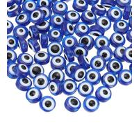 PATIKIL Cuentas de Ojo Turco, 65 Unidades de 6 mm de Diámetro Plano con Agujero para Pulseras, Collares y Joyería, Color Azul