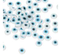 PATIKIL Cuentas Ojo Malvado Planas 8mm, 100 Pcs Amuleto Turco Ojo Malvado Forma Redonda Cuentas Separadoras Conector Colgante Para DIY Arte Manualidades, Blanco/Azul/Negro
