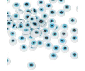 PATIKIL Cuentas Ojo Malvado Planas 8mm, 100 Pcs Amuleto Turco Ojo Malvado Forma Redonda Cuentas Separadoras Conector Colgante Para DIY Arte Manualidades, Blanco/Azul/Negro