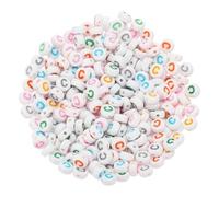 PATIKIL Cuentas Redondas Con Letras, 300 Pcs Letra C Alfabeto Acrílico Cuentas Blancas Letras De Colores Para Hacer Joyas Hacer Pulseras Hacer Collares DIY, Multicolor