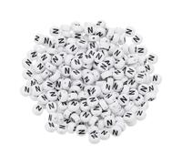 PATIKIL Cuentas Redondas Con Letras, 300 Pcs Letra N Cuentas De Acrílico Alfabeto Blancas Con Letras Negras Para Hacer Joyas, Pulseras, Collares DIY, Negro