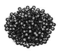 PATIKIL Cuentas Redondas Con Letras, 300 Pcs Letra R Alfabeto De Acrílico Cuentas Negras Letras Blancas Para Hacer Joyas Hacer Pulseras Hacer Collares DIY, Blanco